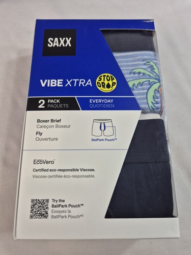 Saxx Vibe Xtra Men's Size M Boxer Brief Fly Men's Underwear Blue Tropical - Picture 2 of 6