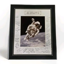 NASA Astronaut Spacewalk SIGNED Autograph By Johnson Mission Control 1987 FRAMED