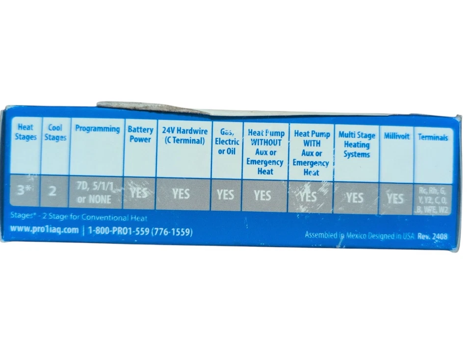 Nuevo PRO 1 T855 TERMOSTATO PROGRAMABLE UNIVERSAL BLANCO HVAC Foto 2 de 4