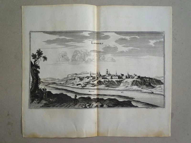 Langres Marne Panorama Grand Est Topographia Galliae EA Merian Kupferstich 1655 - Bild 2 von 3