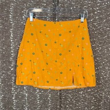 NWT Abound Nordstrom Racks Linen Floral Orange Mini Skirt Women's Small