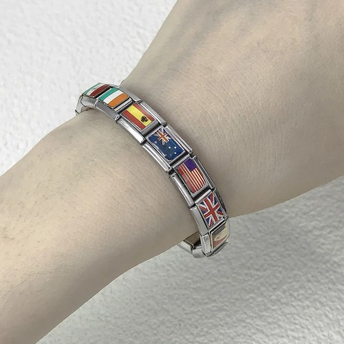 Flag Charm Links for Jewelry DIY Women Stainless Steel Country Enamel Beads Set - Picture 4 of 45