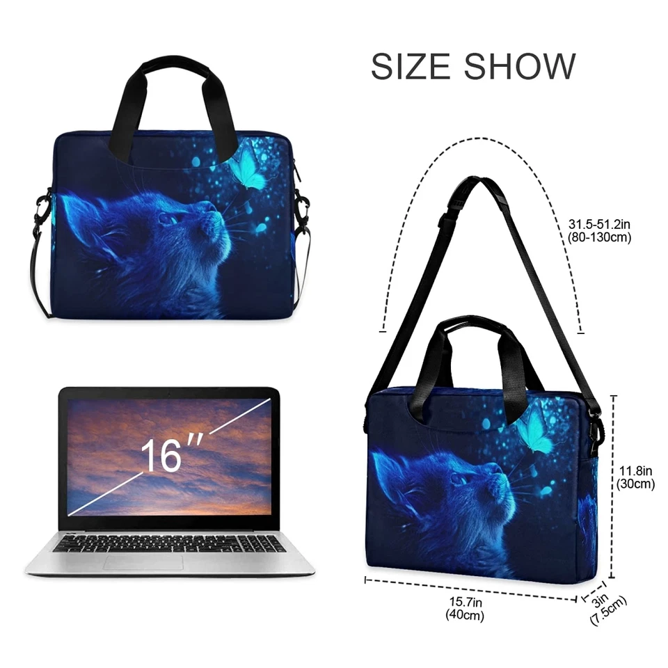 Estuche Maletín para Hombre Gato Mariposa Azul Claro para Laptop Mensajero con... Foto 3 de 4
