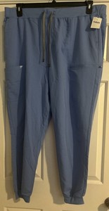 Fabletics Jogger Scrub Pants Women's 2X Blue High Rise Cargo Zip Pocket New