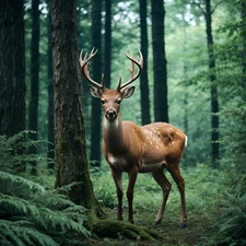 Photograph of a landscape with a deer, digital photography.