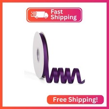 Purple 3/8" X 50 Yards Solid Color Satin Ribbon, Double Faced High Density Polye