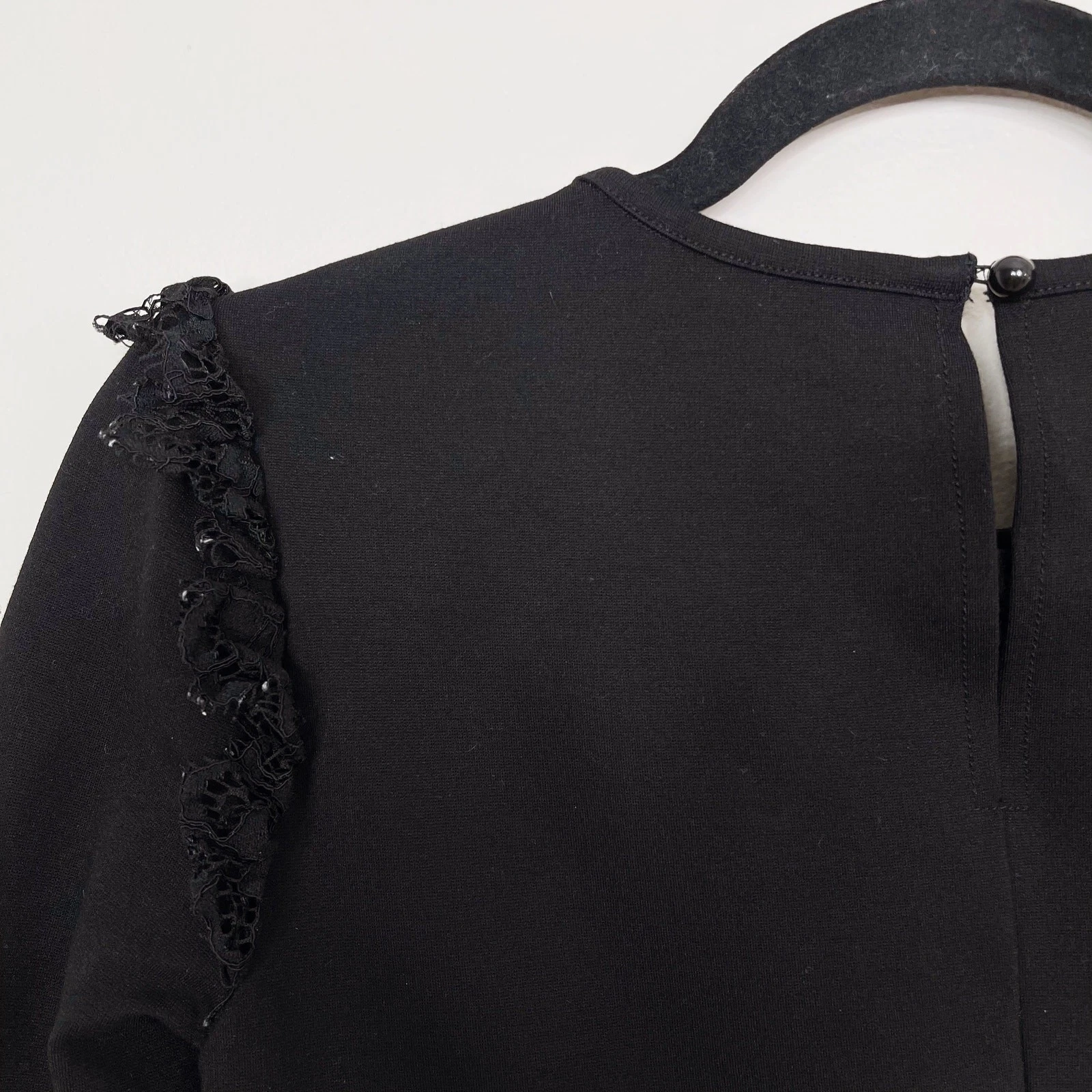 Abito Kate Spade pizzo Yoke Ponte manica lunga nero XSmall XS buco della serratura dietro