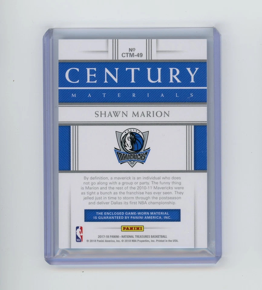 Parche 1/1 Panini National Treasures Shawn Marion Platinum Century 2017-18 Foto 2 de 2