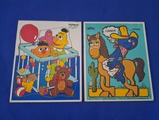 2 Sesame Street Playskool Wooden Puzzles Bert Ernie Grover