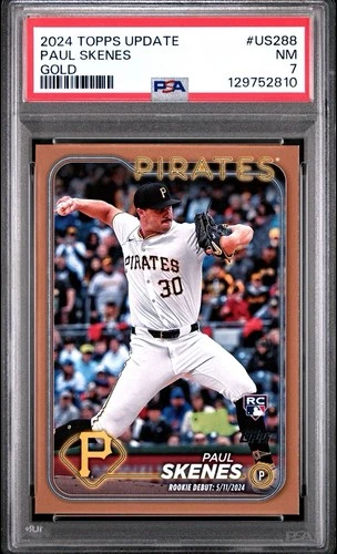 2024 Topps Update Series - Rookie Debut Paul Skenes #US288 Gold /2024 (RC) PSA 7