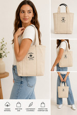 Tory Burch Canvas Mini Tote Bag with Navy Blue Logo-NEW