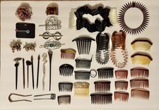 Vintage Unique Lot of 40 Hair Combs Clips Pony Holders Pins Sticks  More