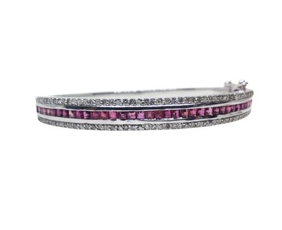 Natural Ruby Bangle Bracelet 925 Silver Ruby Bangle Pink Ruby Bridal Bangles