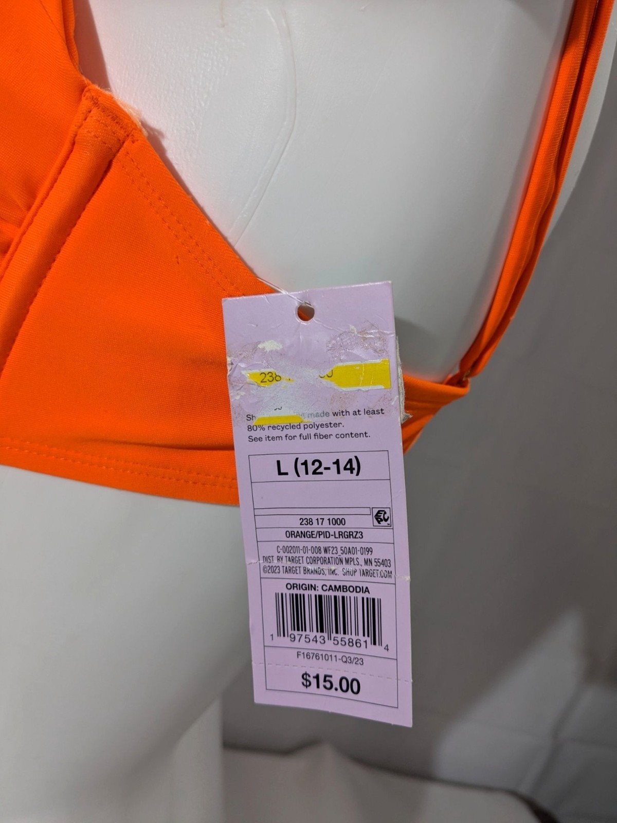 Orange Wild Fable Twist front Bikini Top size L Adjustable Straps NWT