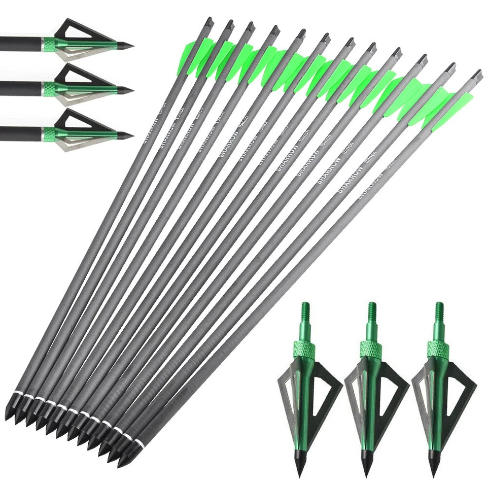 Carbon Arrows Bolts 7.5" 15" Archery Field Broadheads Mini Bow Hunting Shooting - Image 2 of 4
