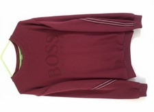 Hugo Boss Men's Burgundy Sweatshirt Size Large Modern Fit Gray Stripes