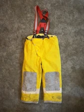 VTG Firefighter Fireman Turnout Gear Bunker 90s Yellow Pants With Overalls - 38
