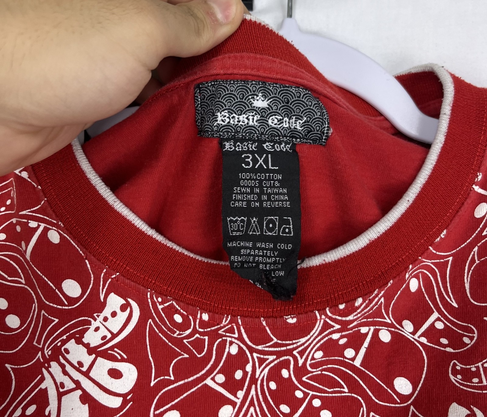 Basic Code Mens Red White All Over Print Domino T… - image 3