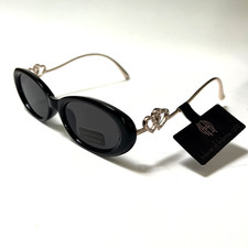House of Harlow 1960 Slim Oval Sunglasses Acetate Black Heart Rhinestone NWT