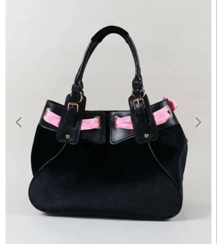 Hello Kitty x SPINNS Angel Little Devil Series Velour Bag Black New - Picture 3 of 4