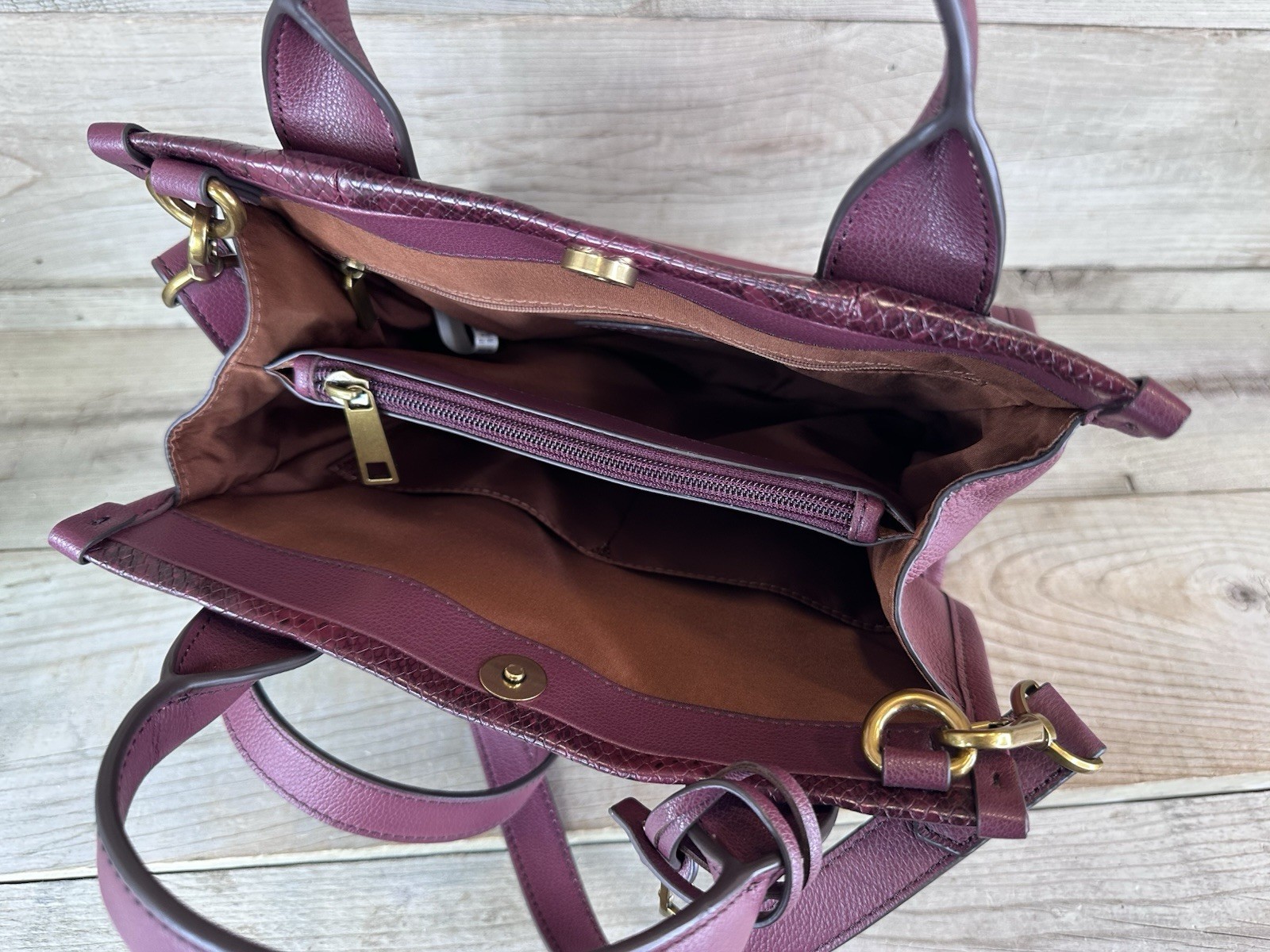 Fossil Kyler Satchel Wine Snake Python Embossed C… - image 5