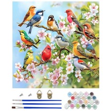 Birds Paint by Numbers Kit for Adults, Spring Bird on Branch Paint by Number Kit