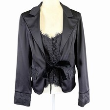 Vtg 2000s Y2K House Of Dereon Women's Blazer Black L Corset Whimsigoth Romantic