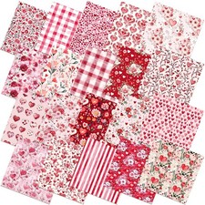 Valentines Floral Quilting Fabric Square Bundle 20 PCS 10x10 Inch Love Heart
