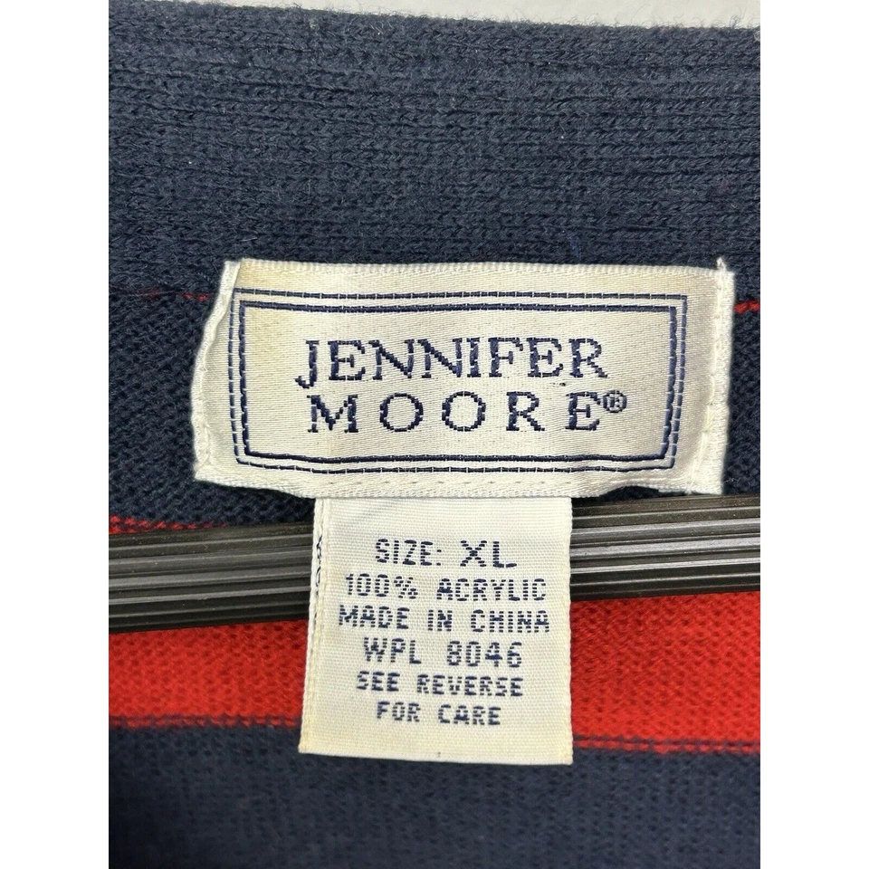 Cárdigan Suéter Vintage Jennifer Moore Tejido Mujer XL Náutico Bordado Foto 4 de 4