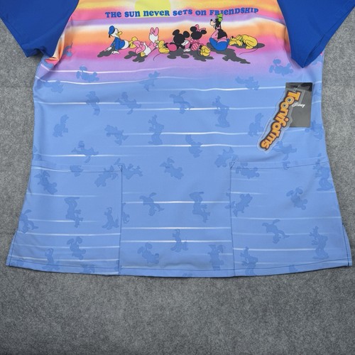 Cherokee Disney Tooniforms Scrubs V Neck Top XL Mickey & Friends NEW - Picture 8 of 15