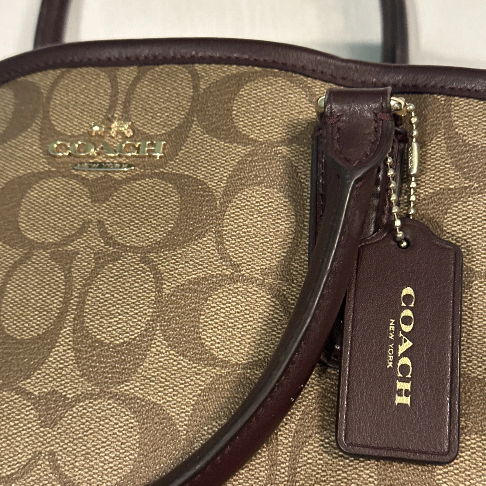 COACH F57492 PVC rosa modello totale altra borsa borsetta pelle oro portachiavi