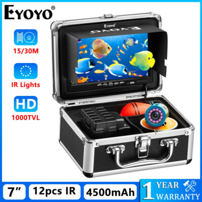Eyoyo 30M/98ft Fishing Camera 1000TVL Underwater Fish Finder w/ 7in LCD Monitor