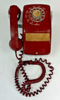 Gte Telephone Red Rotary Dial Wall Mount Phone Side Saddle Handle Vintage