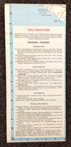 Vintage 1990 Souvenir Color AAA Map Mexico Bridge Ferries Schedule City Inset MX - Picture 2 of 11