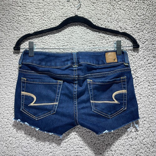 American Eagle Cutoff Denim Shorts Size 2 28x1.5 Distressed Raw Hem Stretch Blue - Picture 2 of 9