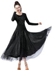 High Quality Ballroom Dance Dress Women Performance Wear Dresses Short Sleeves