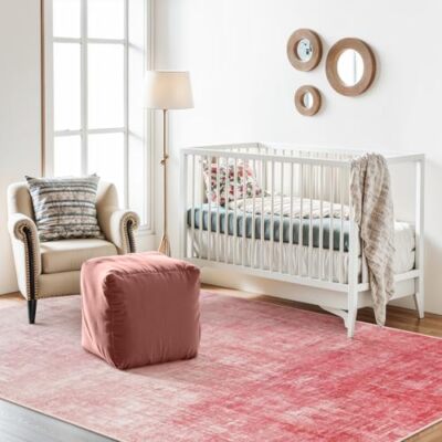 Nursery Rug Boho Washable Rugs 8x10,Modern Abstract Ombre Pastel