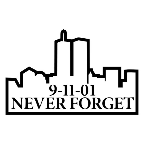 911 Tribute Sticker - Never Forget September 11th Decal - Select Color Size - Picture 4 of 5