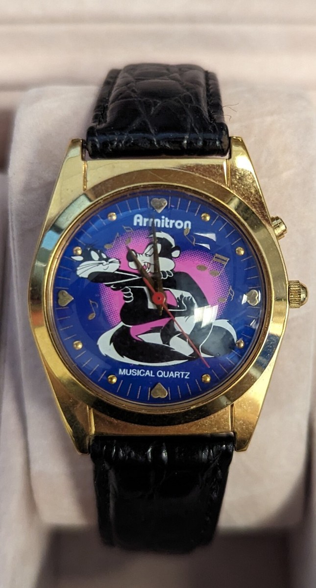 1995 PEPE LE PEW AND PENELOPE Armitron RARE Musical MENS 