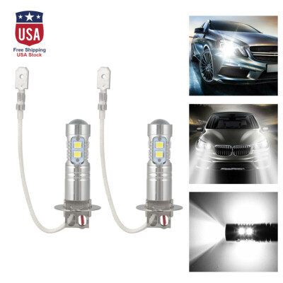2 Pcs H3 LED 6000K 55W Fog Light Bulb Conversion Kit Super Bright White DRL Lamp