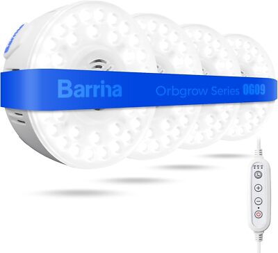 Barrina 4Pcs Magnetic Orbgrow OG09 Puck LED Grow Light 5000K Plant Lamp w/ Timer