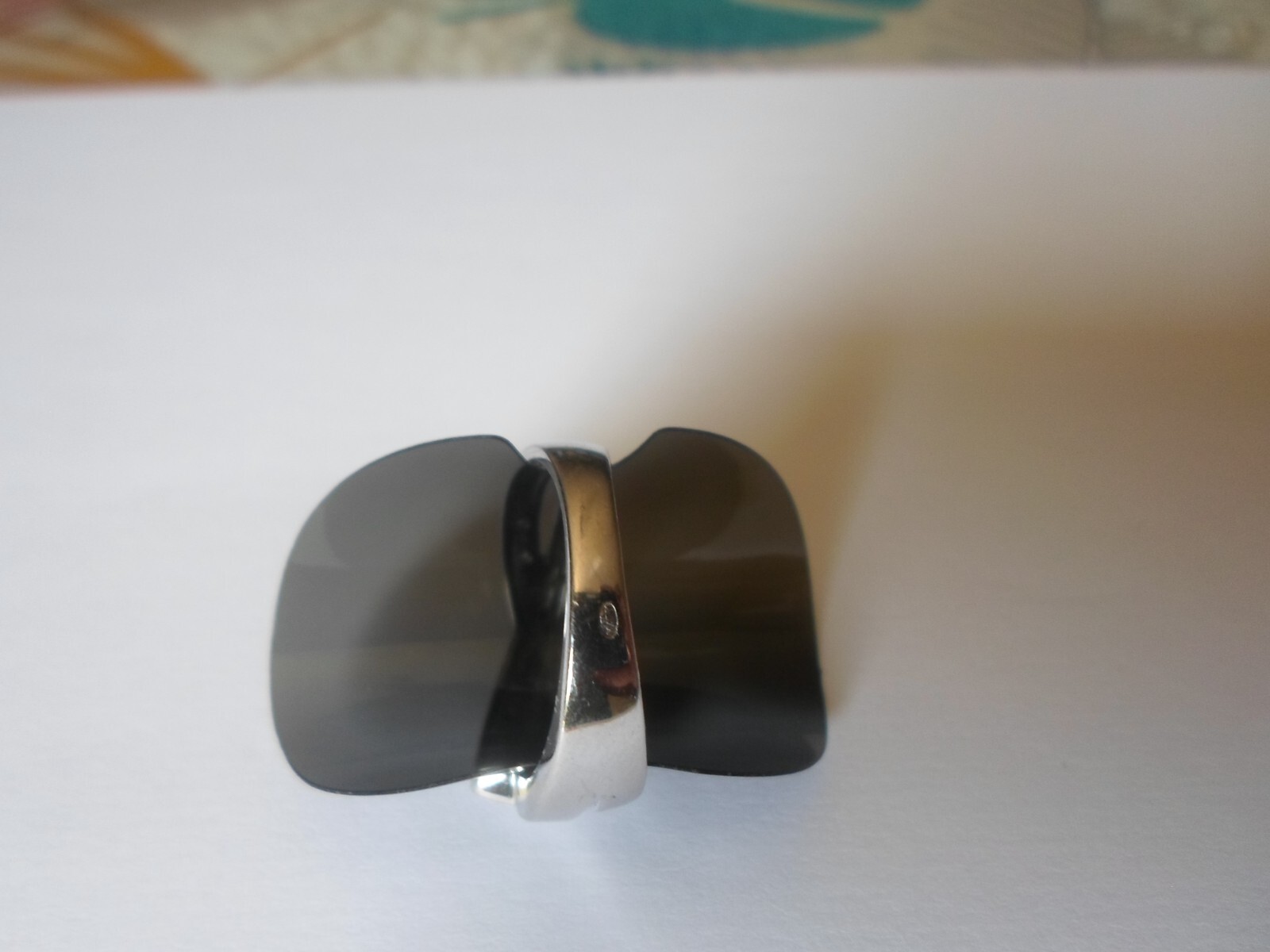 solid silver ring, interlaced, white and black zi… - image 5