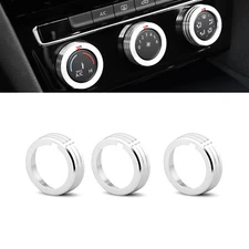 Silver Alloy AC Climate Control Ring Knob Covers For VW Golf GTI MK7 2015-2021
