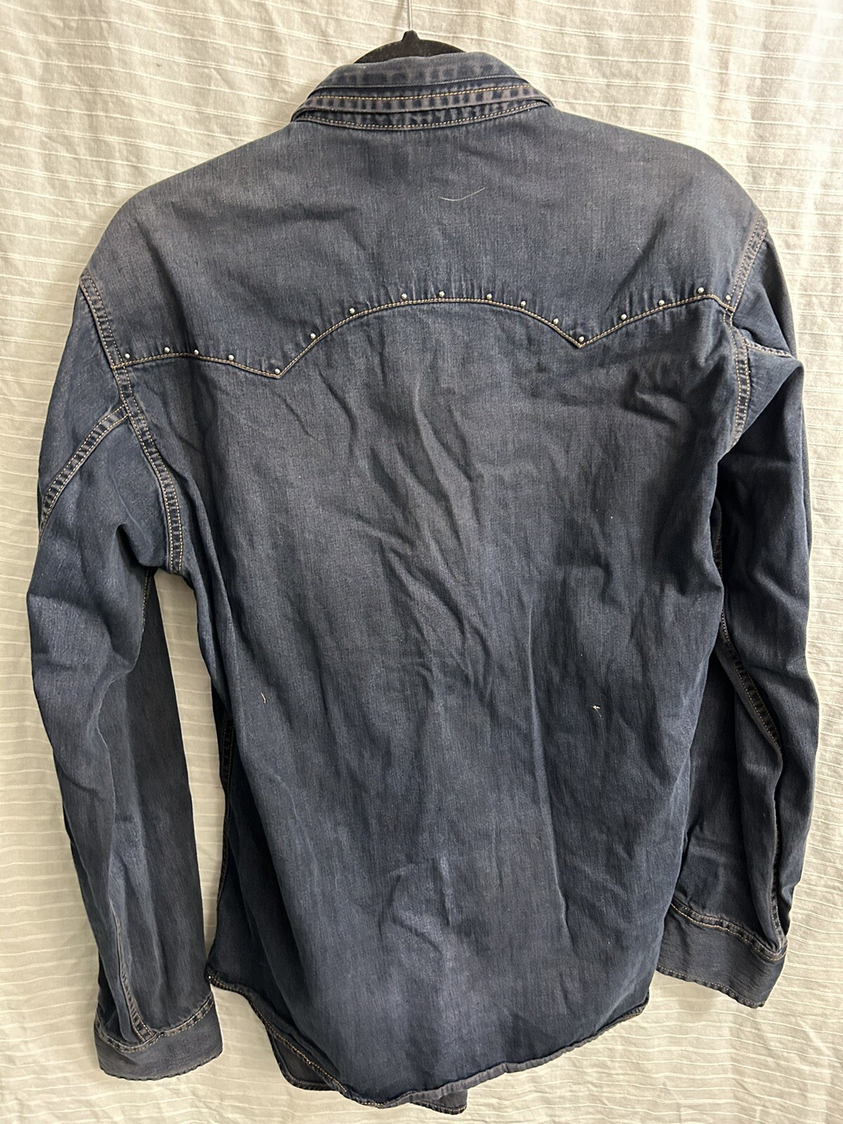 LEVIS Mens Denim Western Shirt Pearl Snaps Embellishe… Gem