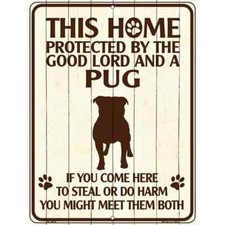 Pug Protected Parking Sign 12"x 18" for Home Wall Door Garage Novelty Decor