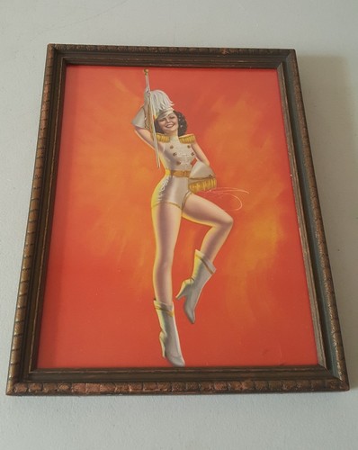Rare Vintage 1940's Billy Devorss Framed Art Deco Risque Pin-Up Girl Litho Girl - 第 2/5 張圖片