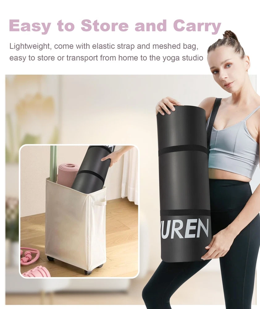 Extra-Thick 1 Inch Premium Yoga Mat – 76.7" x 24" Non-Slip Exercise Mat for Home Gym, Workouts, Pilates, and Floor Exercises – Durable, Comfortable, and Eco-Friendly Fitness Mat