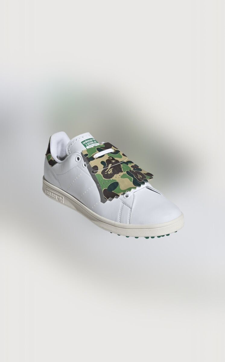 BAPE X ADIDAS STAN SMITH GOLF SHOES 11.5 M White & Camo ~A BAPE X ADIDAS STAN SMITH GOLF SHOES 11.5 M White & Camo ~A