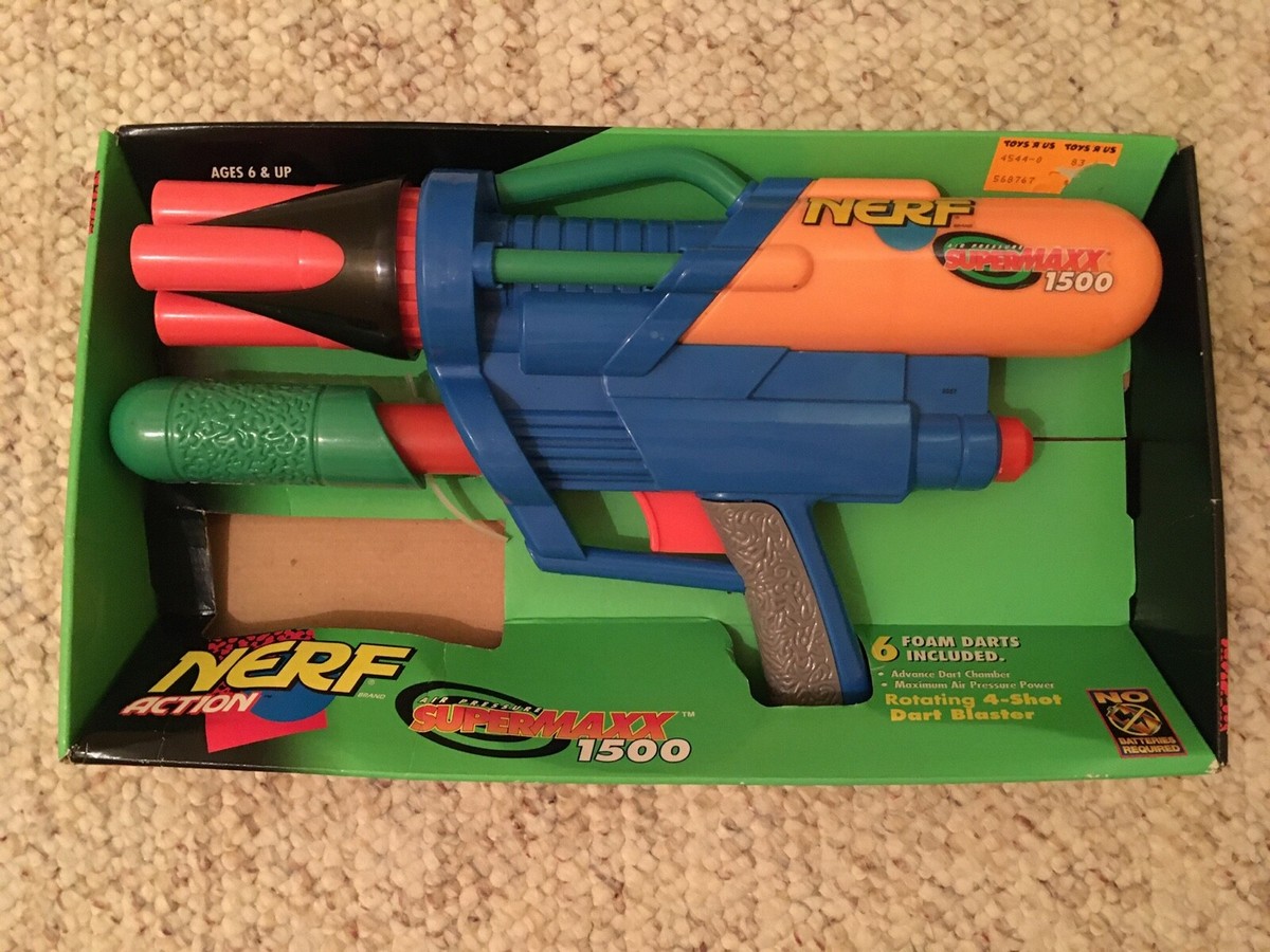 Vintage 1997 NERF SuperMAXX 1500 Dart Blaster Larami TESTED in box