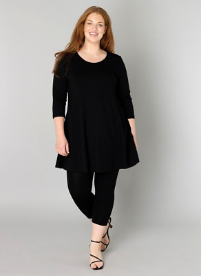 Tunika Longshirt Aria A-Form Yesta Base Level  Curvy 46 50 54/56  schwarz Jersey